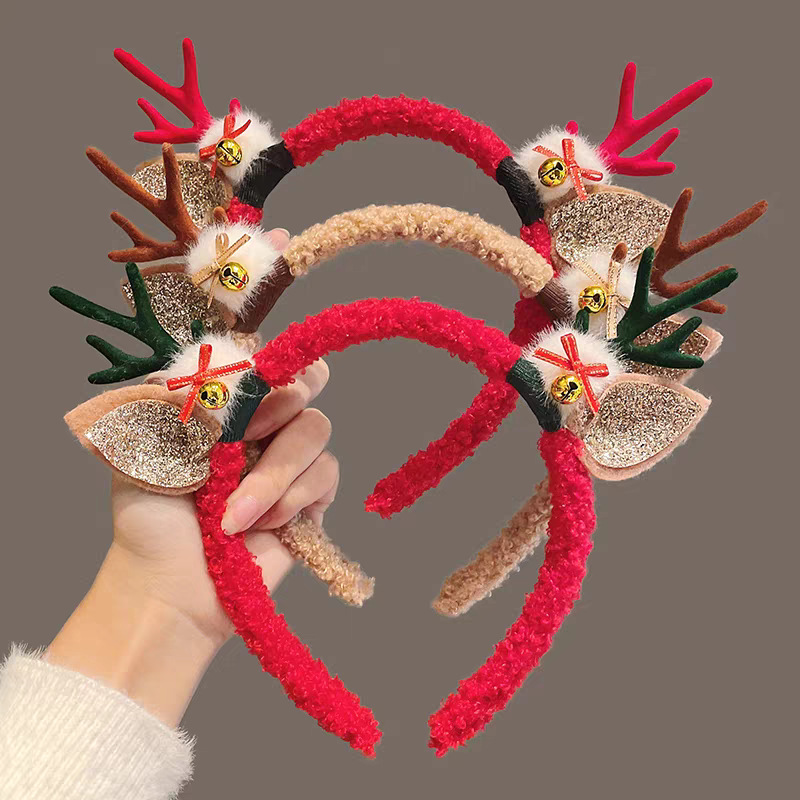 Reindeer Antlers Headband - Christmas Headband Plush Reindeer Antler Hair