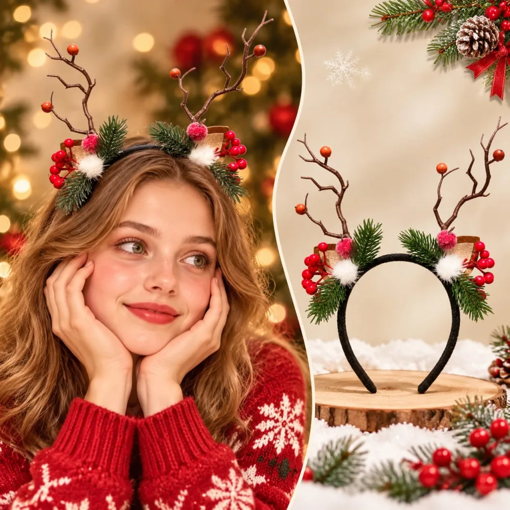 Christmas Reindeer Antler Head - Reindeer Antlers Headband recension och pris