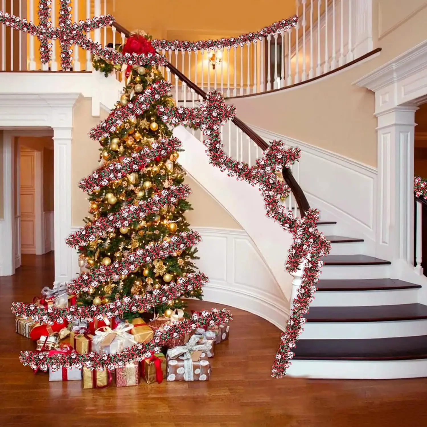 Christmas Tinsel Garland Santa - Christmas Stocking Hanging recension och pris