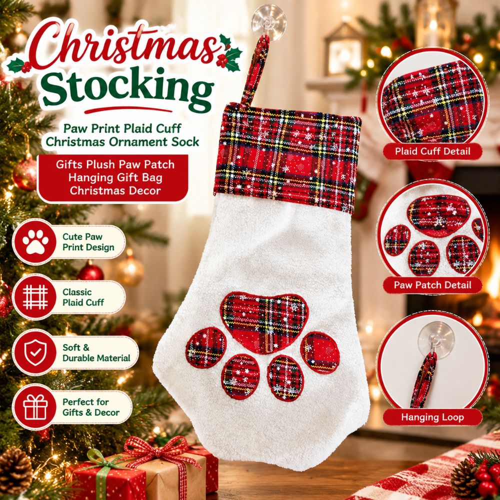 Xmas Gifts Paw Print Christmas - Christmas Stocking Hanging recension och pris