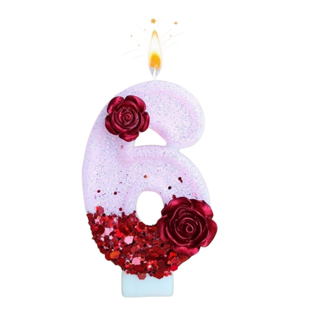 Number Pink Glitter Red Rose F - Holiday Candle Set recension och pris