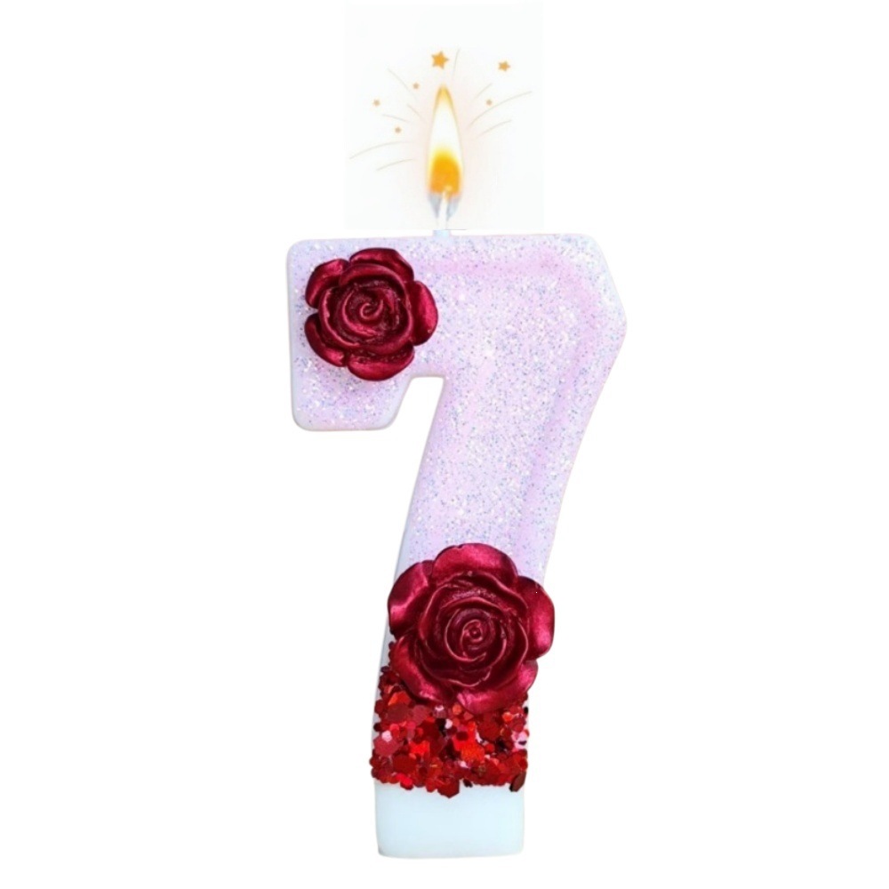 Number Pink Glitter Red Rose F - Holiday Candle Set recension och pris