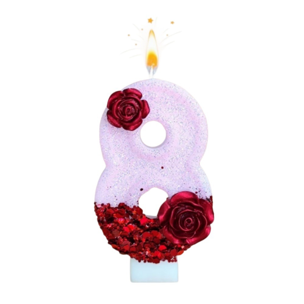 Number Pink Glitter Red Rose F - Holiday Candle Set recension och pris