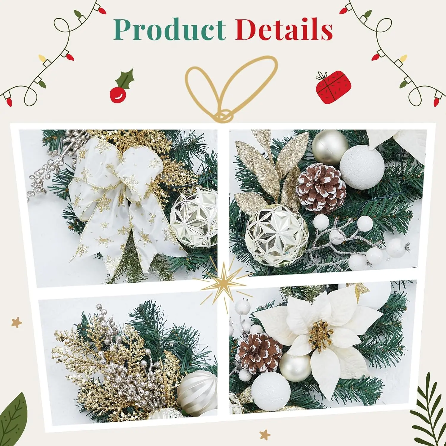 Garvee 6ft Pre-Lit Christmas G - Led Fairy String Lights recension och pris